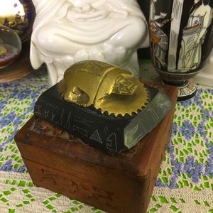 Vintage Gold and Black Scarab Decor